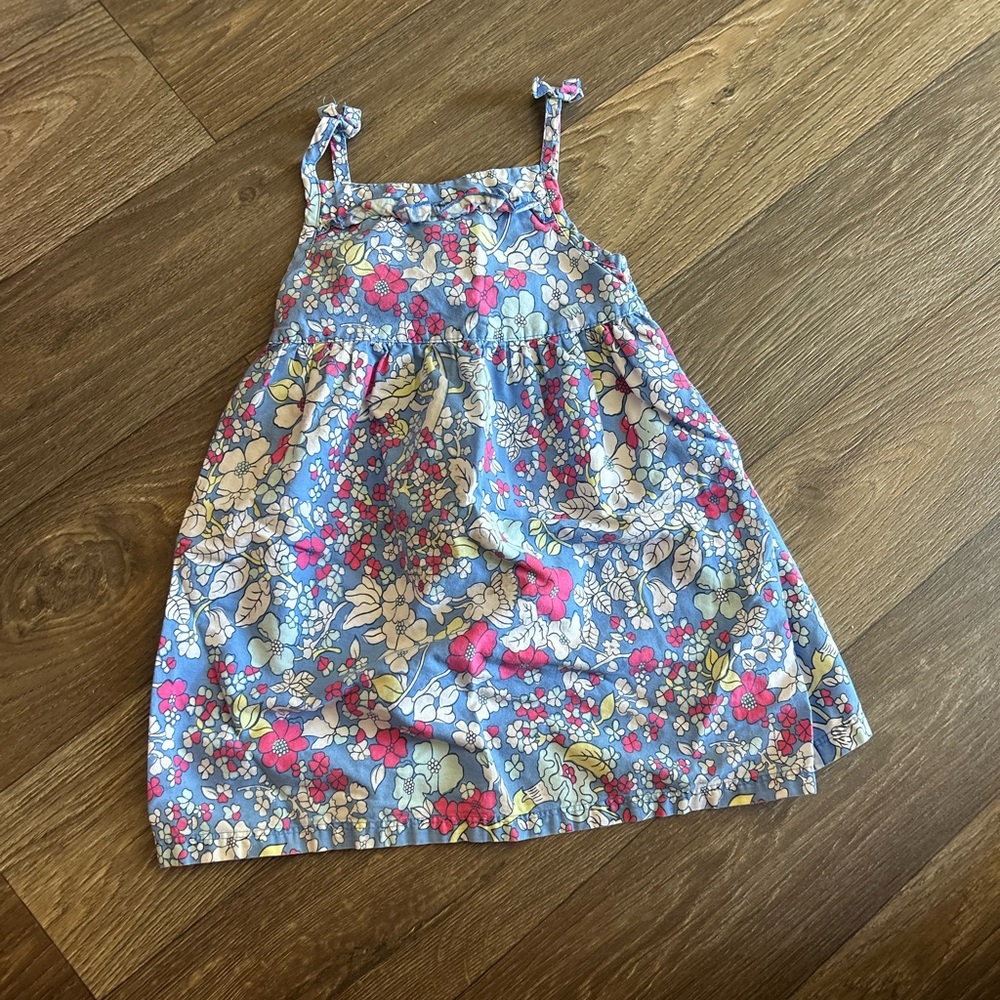 Faded Glory Blue Floral Sundress with Pink & Yellow Accents
